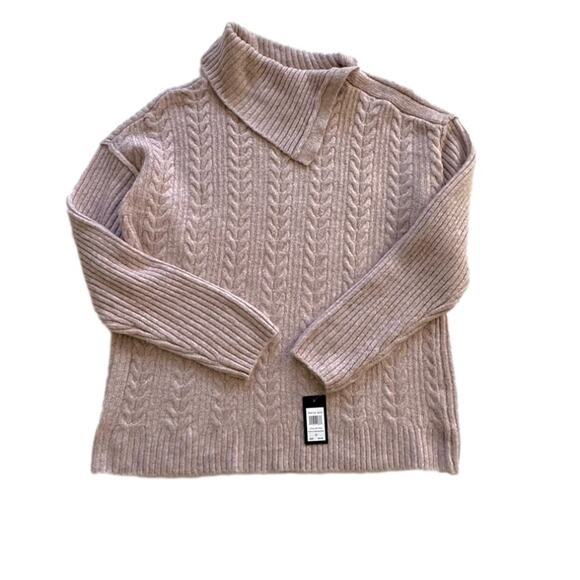 Verve Ami Womens Pink Split Shawl Cowl Neck Soft Cable Knit Tunic Sweater XL NEW - Picture 9 of 12